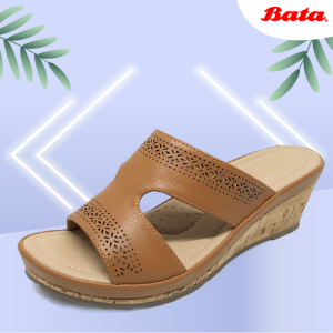 Bata Comfit ladies Brown laser cut wedge sandal – CAMBREE