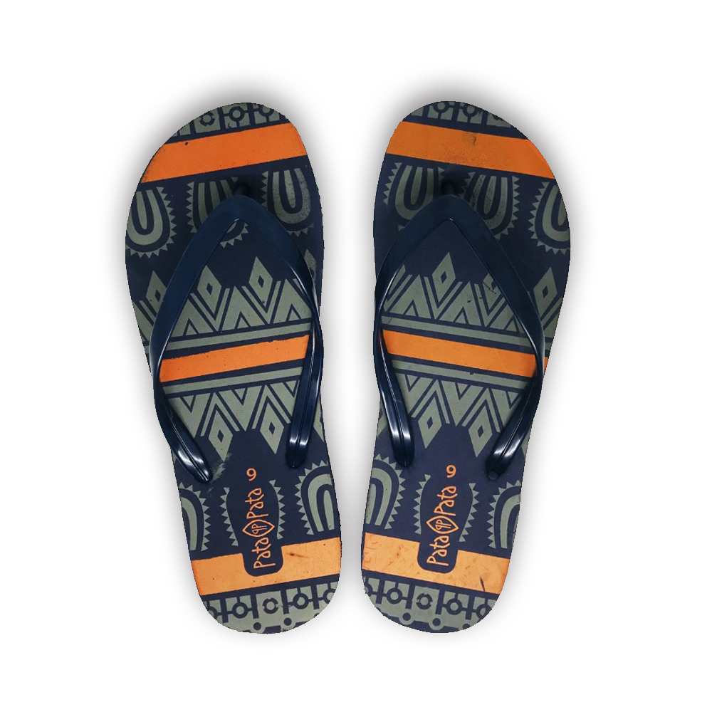 Bata womens Rubber Tribal Orange print blue Flip Flop – Teal